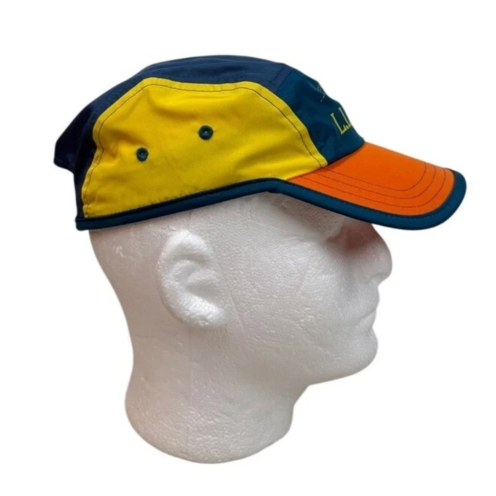 LL Bean Kids Mountain Classic Five-Panel‎ Hat OSFA Blue Yellow Orange Hiking Cap